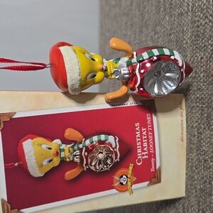 2002 Porcelain Hallmark "Tweety" Christmas Habitat Ornament